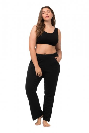 Ulla Popken Bootcut Elastic Waist Cotton French Terry Sport Pants Black - Ulla Popken - Ulla Popken plus size oblečení