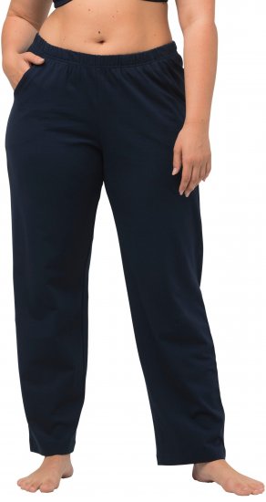 Ulla Popken Bootcut Elastic Waist Cotton French Terry Sport Pants Night Blue - Džíny & Kalhoty ve Velkých Velikostech – Plus Size - 