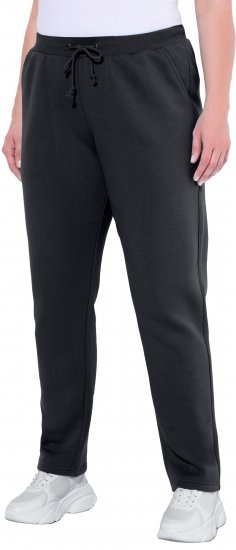 Ulla Popken Basic Drawstring Elastic Waist Cotton Blend Joggers Black - Džíny & Kalhoty ve Velkých Velikostech – Plus Size - 