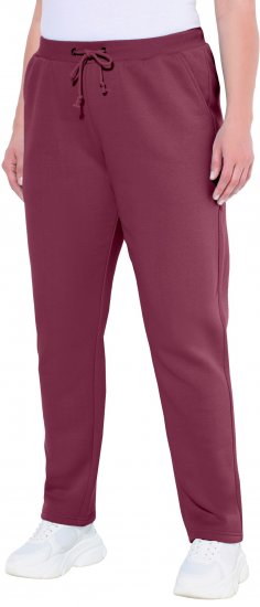 Ulla Popken Basic Drawstring Elastic Waist Cotton Blend Joggers Dark Berry - Džíny & Kalhoty ve Velkých Velikostech – Plus Size - 