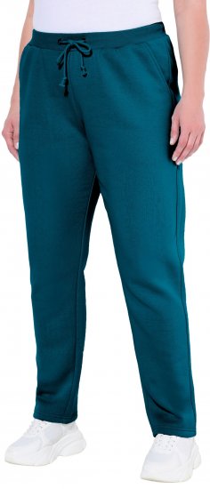 Ulla Popken Basic Drawstring Elastic Waist Cotton Blend Joggers Cerulean - Džíny & Kalhoty ve Velkých Velikostech – Plus Size - 