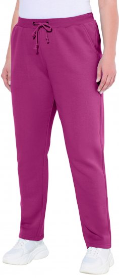 Ulla Popken Basic Drawstring Elastic Waist Cotton Blend Joggers Berry - Džíny & Kalhoty ve Velkých Velikostech – Plus Size - 