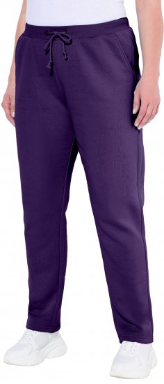 Ulla Popken Basic Drawstring Elastic Waist Cotton Blend Joggers Deep Violet - Džíny & Kalhoty ve Velkých Velikostech – Plus Size - 