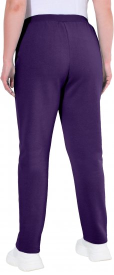 Ulla Popken Basic Drawstring Elastic Waist Cotton Blend Joggers Deep Violet - Džíny & Kalhoty ve Velkých Velikostech – Plus Size - 