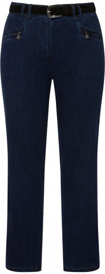 Ulla Popken Mony Elastic Waist Zip Pocket Jeans Dark Blue Denim - Džíny & Kalhoty ve Velkých Velikostech – Plus Size - 