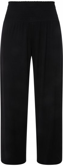 Ulla Popken Wide Leg Smocked Waist Knit Pants Black - Džíny & Kalhoty ve Velkých Velikostech – Plus Size - 