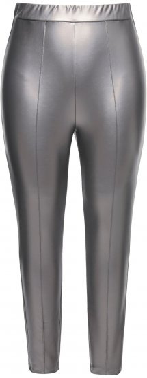 Ulla Popken Metallic Faux Leather Leggings Silver - Džíny & Kalhoty ve Velkých Velikostech – Plus Size - 
