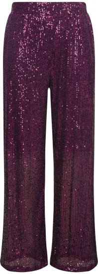 Ulla Popken Wide Leg Sequined Pants Mulberry - Džíny & Kalhoty ve Velkých Velikostech – Plus Size - 