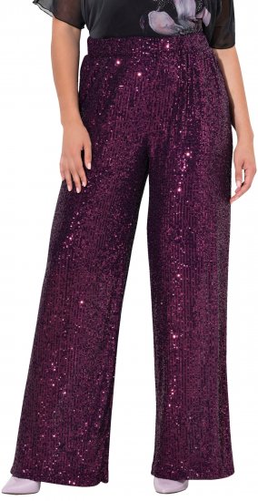 Ulla Popken Wide Leg Sequined Pants Mulberry - Džíny & Kalhoty ve Velkých Velikostech – Plus Size - 