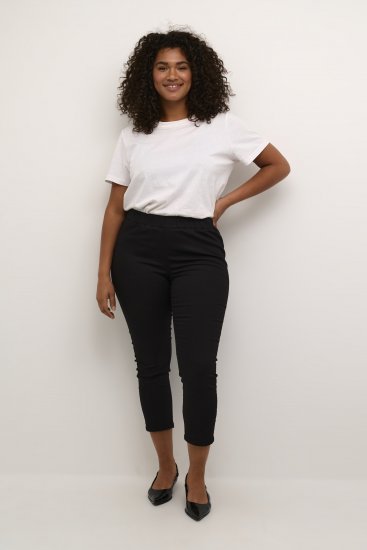 Kaffe Curve Ana Zkrácené Twill Jeggings Sytě černá - Džíny & Kalhoty ve Velkých Velikostech – Plus Size - 