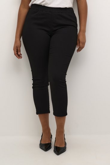 Kaffe Curve Ana Zkrácené Twill Jeggings Sytě černá - Džíny & Kalhoty ve Velkých Velikostech – Plus Size - 