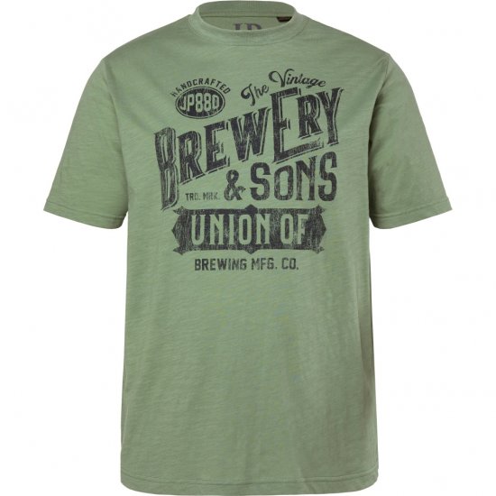 JP1880 T-Shirt Short Sleeve Chest Print Eucalyptus Green - Trička - Trička nadměrné velikosti - 2XL-14XL
