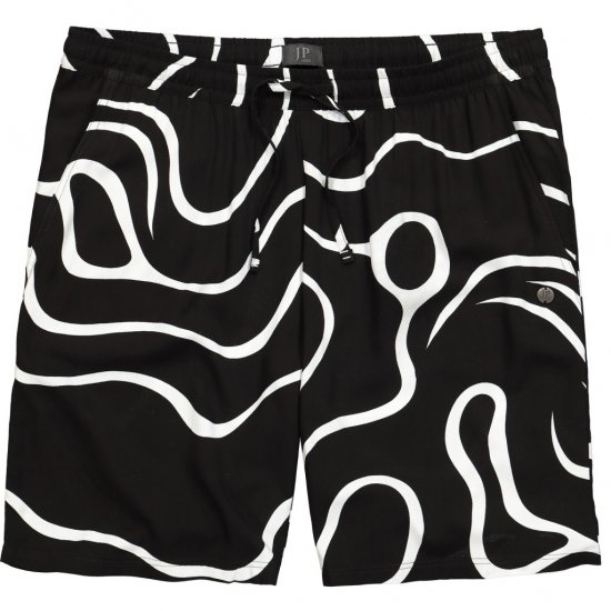 JP1880 Bermuda Shorts Soft Viscose All-over Print Black - Šortky - Šortky Nadměrné Velikosti W40-W60