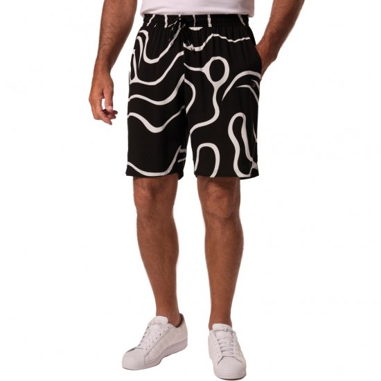 JP1880 Bermuda Shorts Soft Viscose All-over Print Black - Šortky - Šortky Nadměrné Velikosti W40-W60