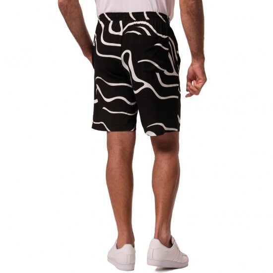 JP1880 Bermuda Shorts Soft Viscose All-over Print Black - Šortky - Šortky Nadměrné Velikosti W40-W60