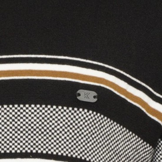 Kam Jeans 93 Stripe 1/4 Zipper Knitted Sweater Black - Mikiny & mikiny s kapucí - Mikiny & Mikiny s kapucí 2XL-12XL