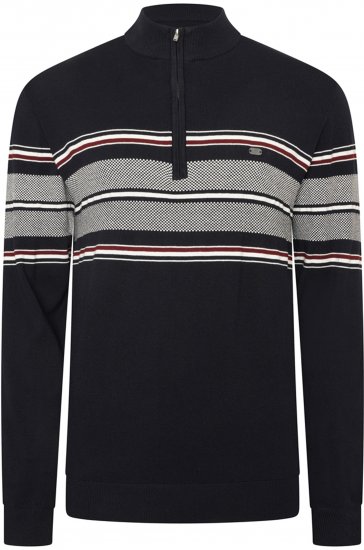 Kam Jeans 93 Stripe 1/4 Zipper Knitted Sweater Navy - Mikiny & mikiny s kapucí - Mikiny & Mikiny s kapucí 2XL-12XL