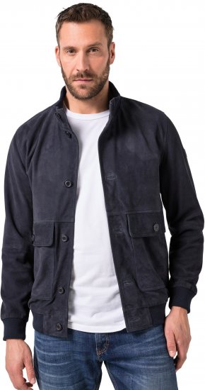 JP1880 Soft Goatskin Suede Leather Jacket Navy - Kožené bundy - Kožené bundy ve velkých velikostech
