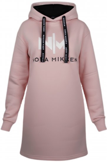 Nora Mikken KADRI WHITE Long Hoodie Pink - DÁMSKÉ OBLEČENÍ XS-XXL - 