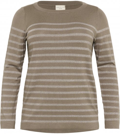 Kaffe Curve Linia Boatneck Pullover Morel Melange with Silver Lurex - Pletené svetry - 