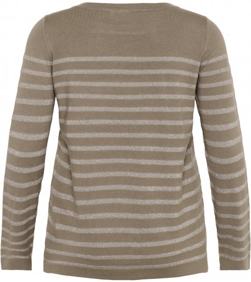 Kaffe Curve Linia Boatneck Pullover Morel Melange with Silver Lurex - Pletené svetry - 