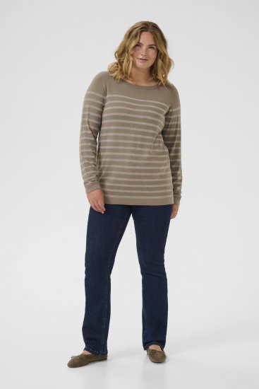 Kaffe Curve Linia Boatneck Pullover Morel Melange with Silver Lurex - Pletené svetry - 