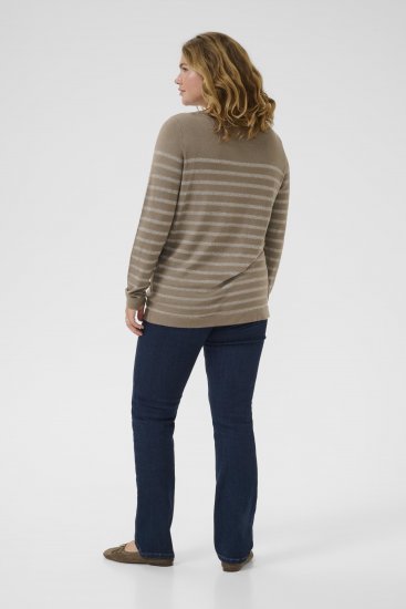 Kaffe Curve Linia Boatneck Pullover Morel Melange with Silver Lurex - Pletené svetry - 