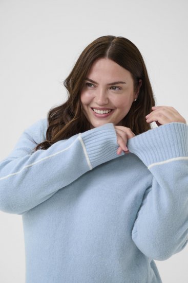 Kaffe Curve Jina Knit Pullover Powder Blue Melange - Pletené svetry - 