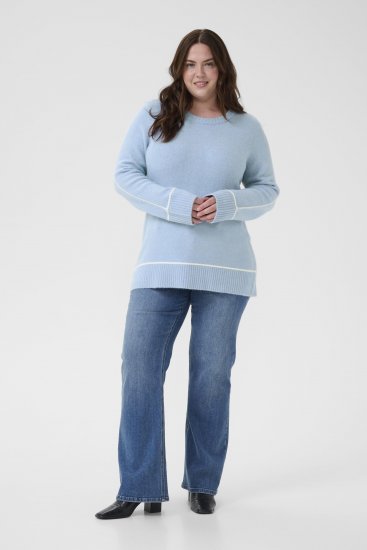 Kaffe Curve Jina Knit Pullover Powder Blue Melange - Pletené svetry - 