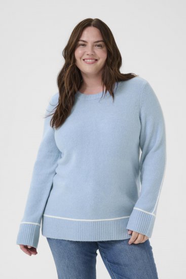 Kaffe Curve Jina Knit Pullover Powder Blue Melange - Pletené svetry - 
