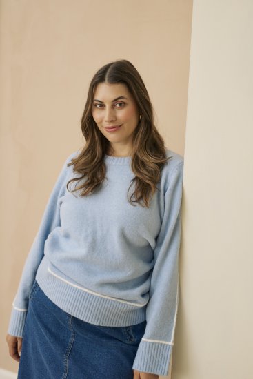 Kaffe Curve Jina Knit Pullover Powder Blue Melange - Pletené svetry - 