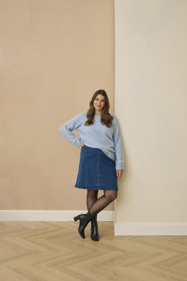 Kaffe Curve Jina Knit Pullover Powder Blue Melange - Pletené svetry - 