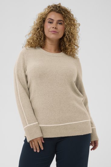 Kaffe Curve Jina Knit Pullover Feather Grey Melange - Pletené svetry - 