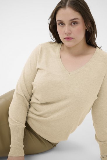 Kaffe Curve Lizzy Long Sleeve Pullover Feather Grey Melange - Pletené svetry - 
