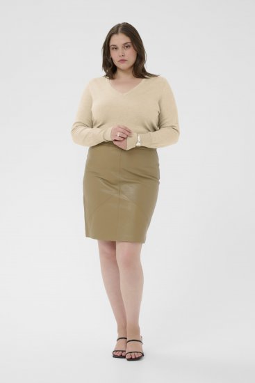 Kaffe Curve Lizzy Long Sleeve Pullover Feather Grey Melange - Pletené svetry - 