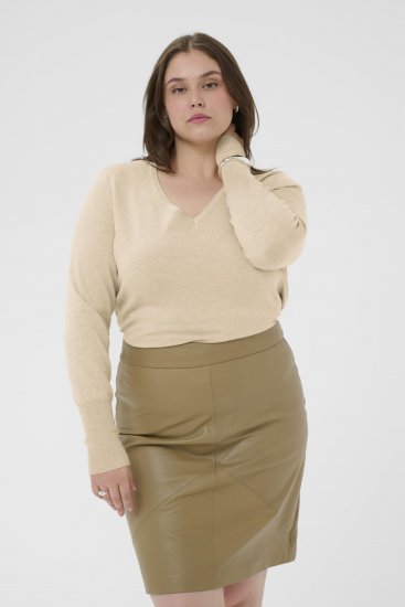 Kaffe Curve Lizzy Long Sleeve Pullover Feather Grey Melange - Pletené svetry - 
