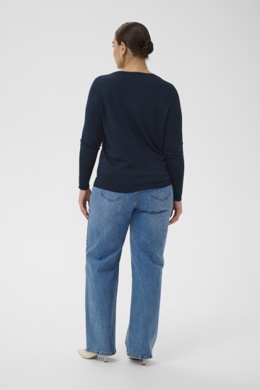 Kaffe Curve Lizzy Long Sleeve Pullover Midnight Marine - Pletené svetry - 