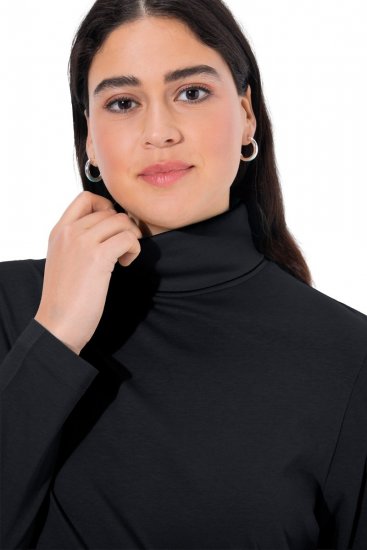 Ulla Popken Basic Long Sleeve Slim Fit Turtleneck Black - Mikiny & mikiny s kapucí - Pohodlné mikiny, hoodie a pleteniny