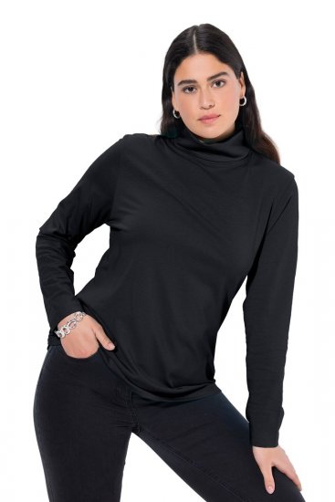 Ulla Popken Basic Long Sleeve Slim Fit Turtleneck Black - Mikiny & mikiny s kapucí - Pohodlné mikiny, hoodie a pleteniny