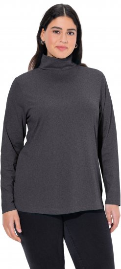 Ulla Popken Basic Long Sleeve Slim Fit Turtleneck Charcoal Grey Melange - Mikiny & mikiny s kapucí - 
