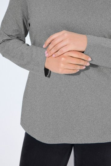 Ulla Popken Basic Long Sleeve Slim Fit Turtleneck Light Grey Melange - Mikiny & mikiny s kapucí - Pohodlné mikiny, hoodie a pleteniny