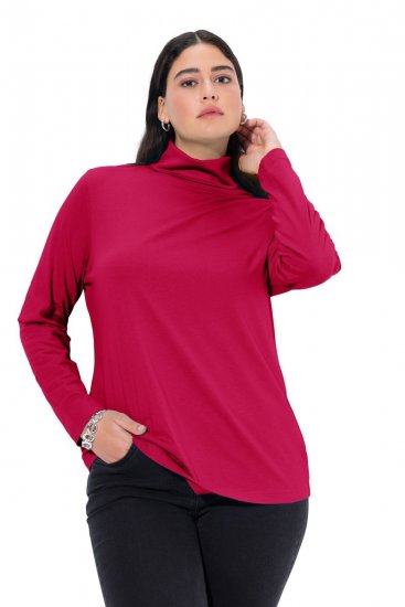 Ulla Popken Basic Long Sleeve Slim Fit Turtleneck Red - Mikiny & mikiny s kapucí - Pohodlné mikiny, hoodie a pleteniny