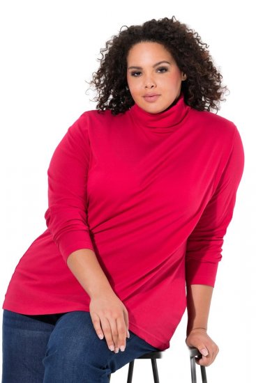Ulla Popken Basic Long Sleeve Slim Fit Turtleneck Red - Mikiny & mikiny s kapucí - Pohodlné mikiny, hoodie a pleteniny