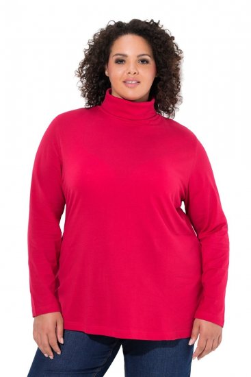 Ulla Popken Basic Long Sleeve Slim Fit Turtleneck Red - Mikiny & mikiny s kapucí - Pohodlné mikiny, hoodie a pleteniny