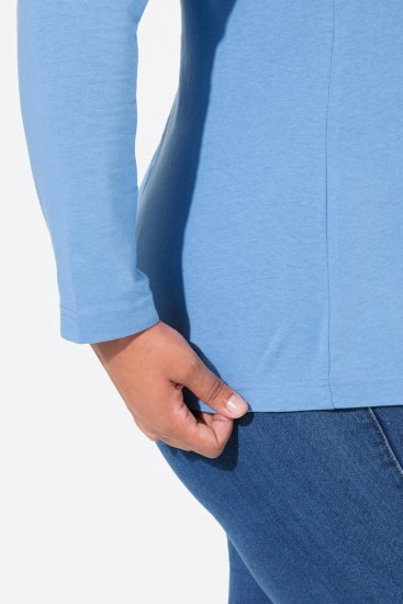 Ulla Popken Basic Long Sleeve Slim Fit Turtleneck Light Cornflower - Mikiny & mikiny s kapucí - Pohodlné mikiny, hoodie a pleteniny