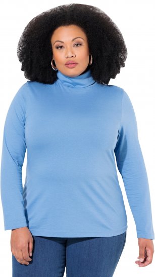 Ulla Popken Basic Long Sleeve Slim Fit Turtleneck Light Cornflower - Mikiny & mikiny s kapucí - 