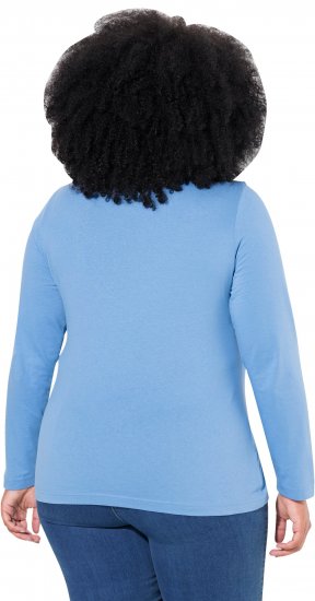 Ulla Popken Basic Long Sleeve Slim Fit Turtleneck Light Cornflower - Mikiny & mikiny s kapucí - 
