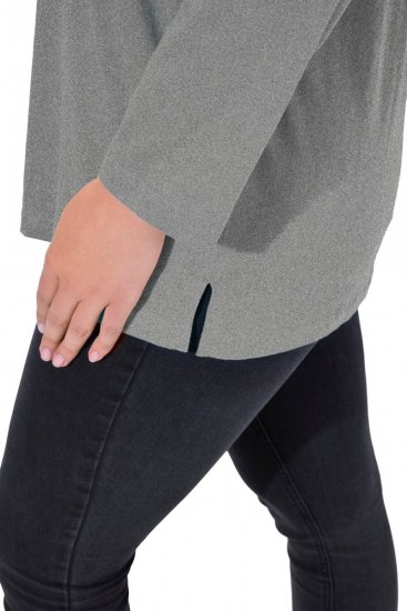 Ulla Popken Back To Basics V-Neck Relaxed Fit Cotton Tee Light Grey Melange - Trička - Dámská trička ve velkých velikostech