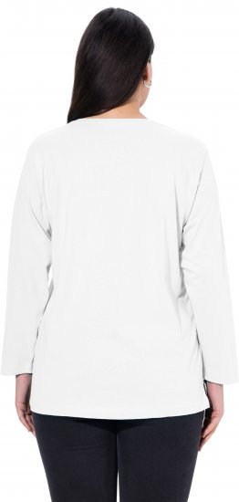 Ulla Popken Back To Basics V-Neck Relaxed Fit Cotton Tee Snow White - Trička - 