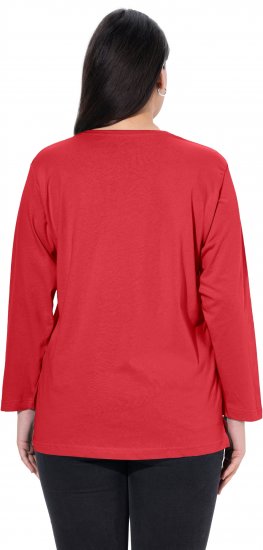 Ulla Popken Back To Basics V-Neck Relaxed Fit Cotton Tee Salsa Red - Trička - 